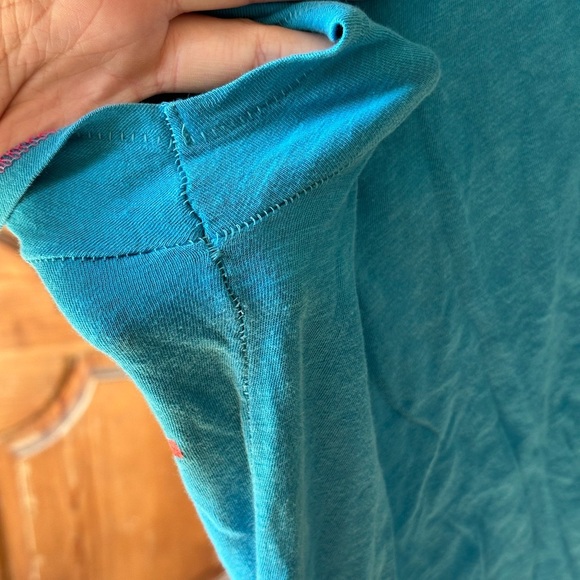American Eagle Outfitters Teal Blue Graphic women’s Tee Y2K Med A7 - Picture 9 of 10